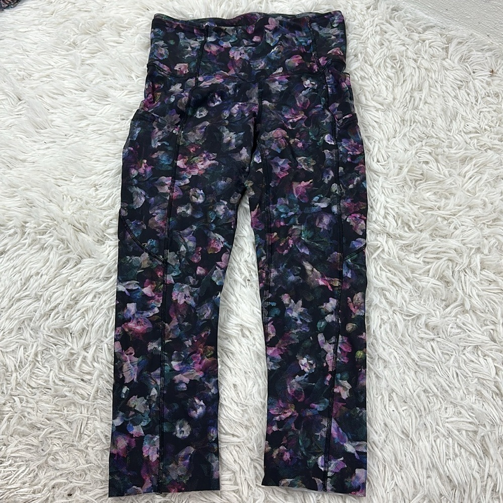 Lululemon Fast and Free Crop II 19" *Non-Reflective Activate Floral Multi